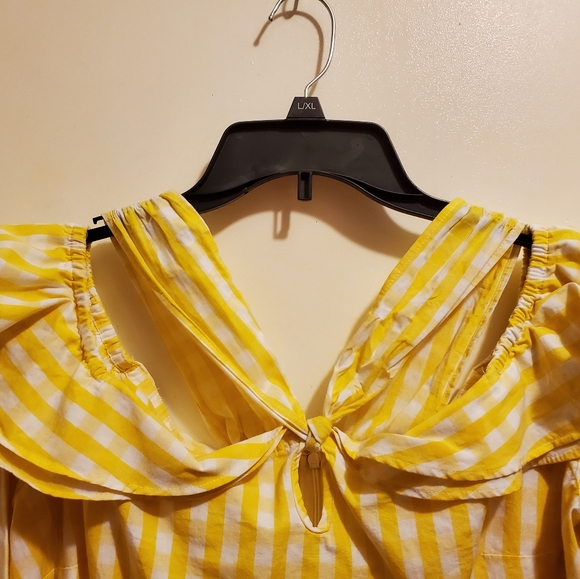 Crown Ivy yellow and white buffalo check blouse - Picture 2 of 5